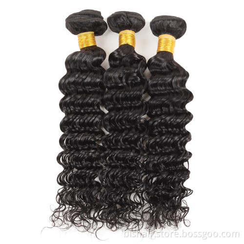1/3/4 bunch Brazilian hair deep wavy hair bunch 100% real human hair Remy wig 8-30 inch without knots and no shedding wholesale